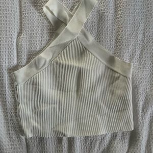 Ribbed cross neck crop top